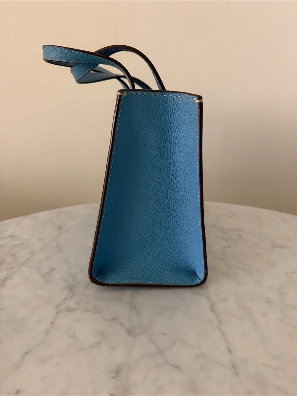 kate spade Blue Leather Mini Satchel with Gold Logo